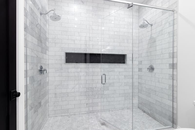 Glass Shower with Textured Tiles