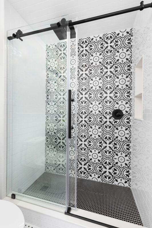Corner Walk-in Shower with Sliding Door